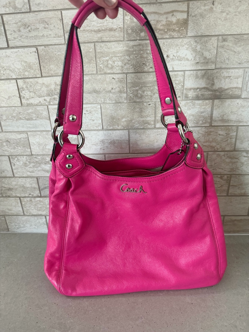 Coach Hot Pink Leather Shoulder bag